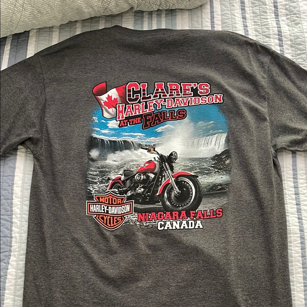 Niagara Falls, Canada Harley-Davidson Gray Short Sleeve Tee with Vintage Graphic